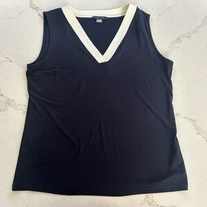 Tommy Hilfiger Navy V-Neck Sleeveless Top – Preppy Classic Size L